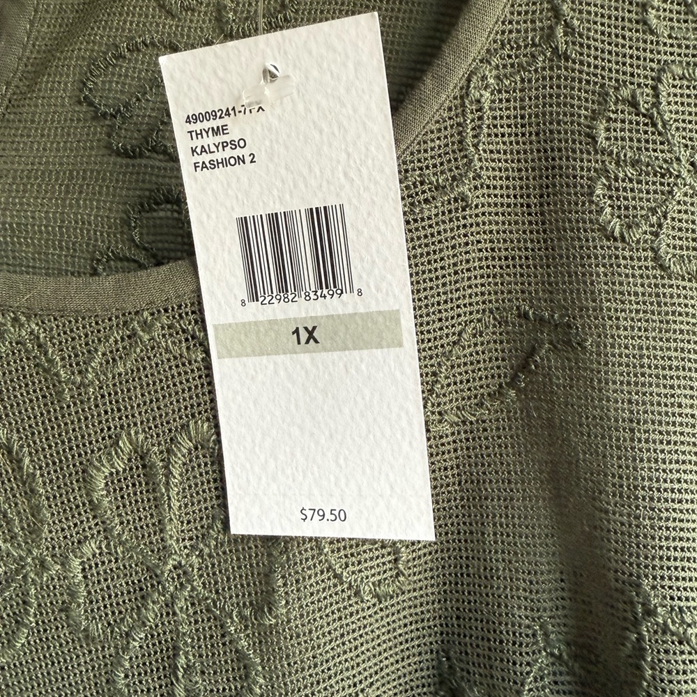 Jessica Simpson Size 1X Olive Green Top - Picture 3 of 6